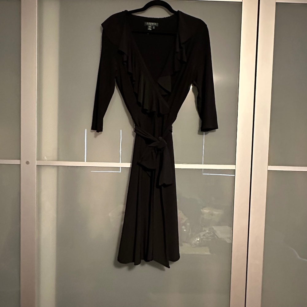 Lauren by Ralph Lauren Black Size 10 Wrap Dress